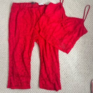 Red Two Piece Capri Set